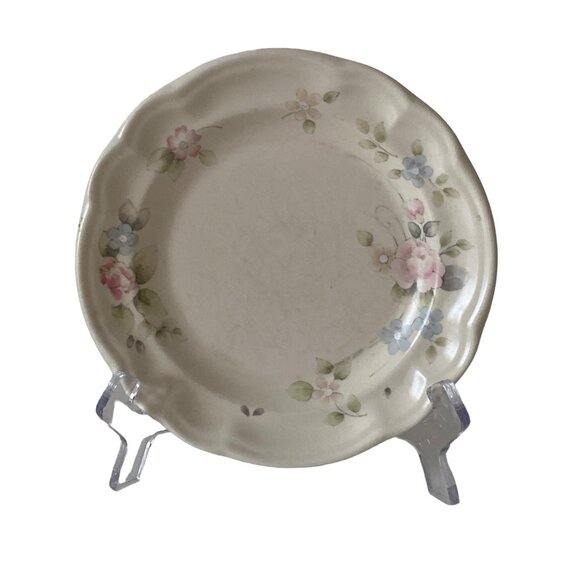 4 PFALTZGRAFF Tea Rose Dessert Salad Bread Plate Dish Ivory Beige Ceramic Stonew - Picture 1 of 16